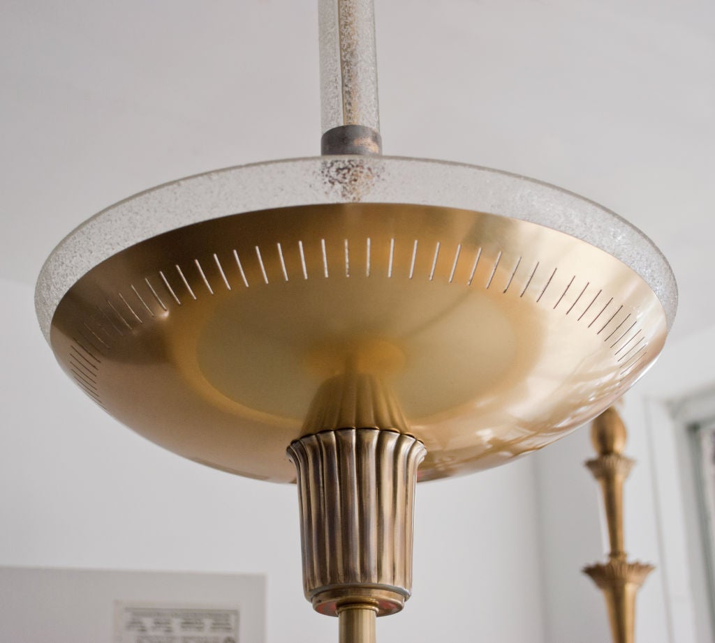 Steel Large Swedish Art Deco brass chandelier by Bohlmarks
