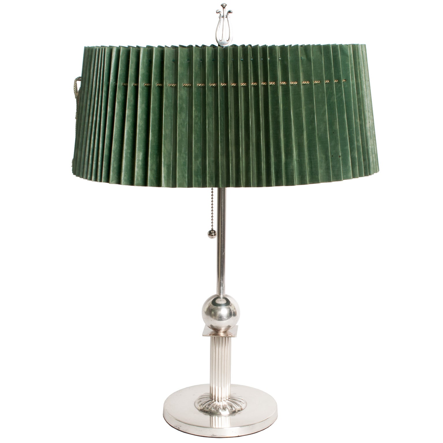 Swedish Art Deco Silver Plated Lamp by Elis Bergh for C.G. Hallberg