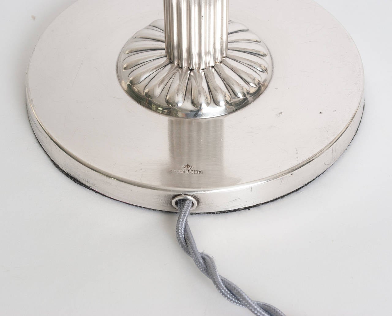 Silvered Swedish Art Deco Silver Plated Lamp by Elis Bergh for C.G. Hallberg