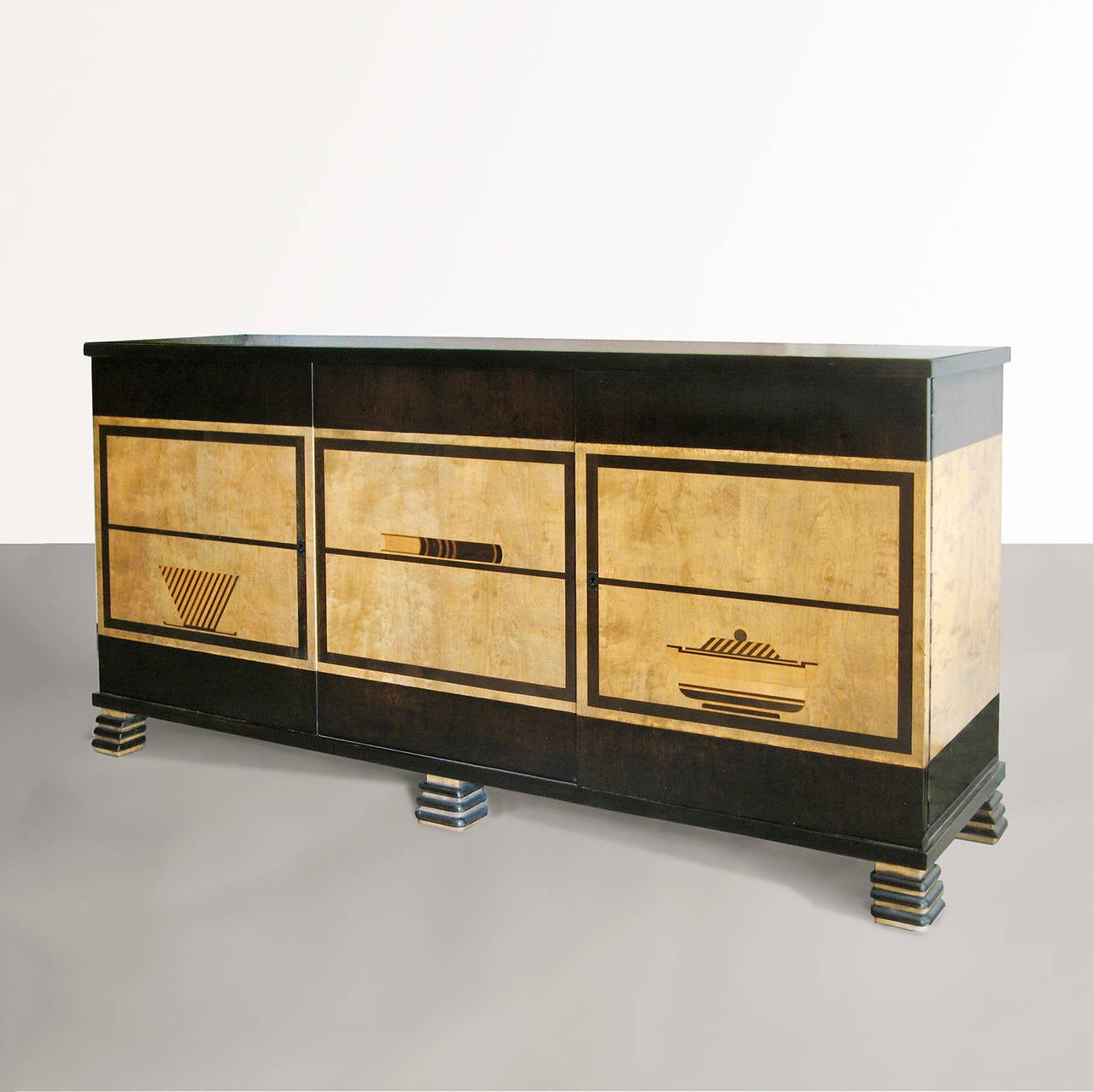 Swedish Art Deco sideboard cabinet with marquetry Otto Schulz.