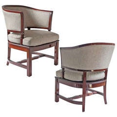 Scandinavian Modern Mahogany Armchairs by G. H. Wrange 5