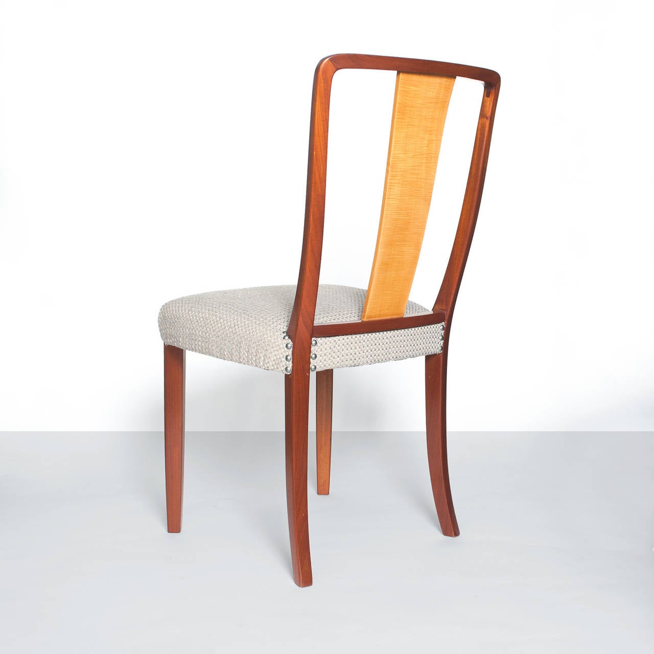 Wood Scandinavian Modern Erik Chambert Set of Four Dining Chairs