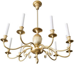 Scandinavian Modern Nine-Arm Chandelier in Gilded Brass