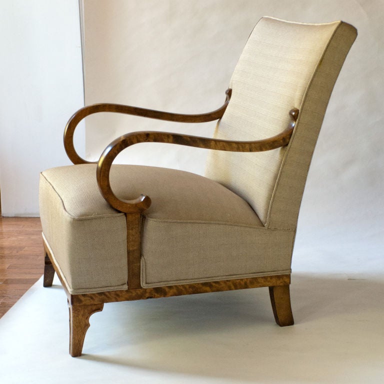 Pair of elegant Swedish Art Deco chairs by Erik Chambert 1930 1