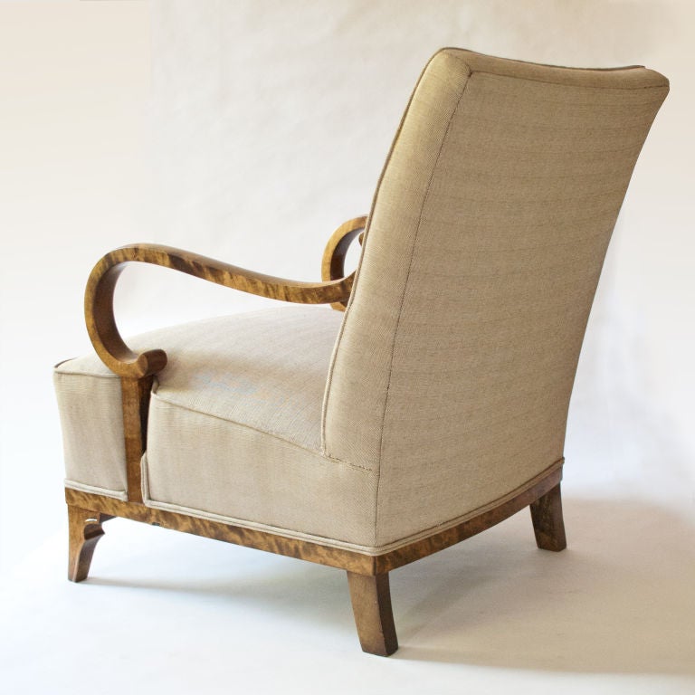 Pair of elegant Swedish Art Deco chairs by Erik Chambert 1930 3