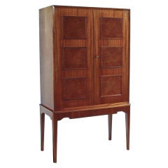 Swedish mid-century paneled mahogany 2-door cabinet from Tranas