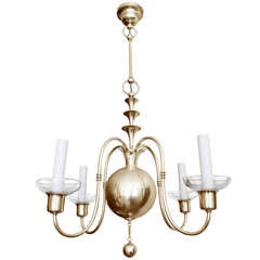 Swedish Art Deco brass chandelier Elis Bergh for C. G. Hallberg, Stockholm.