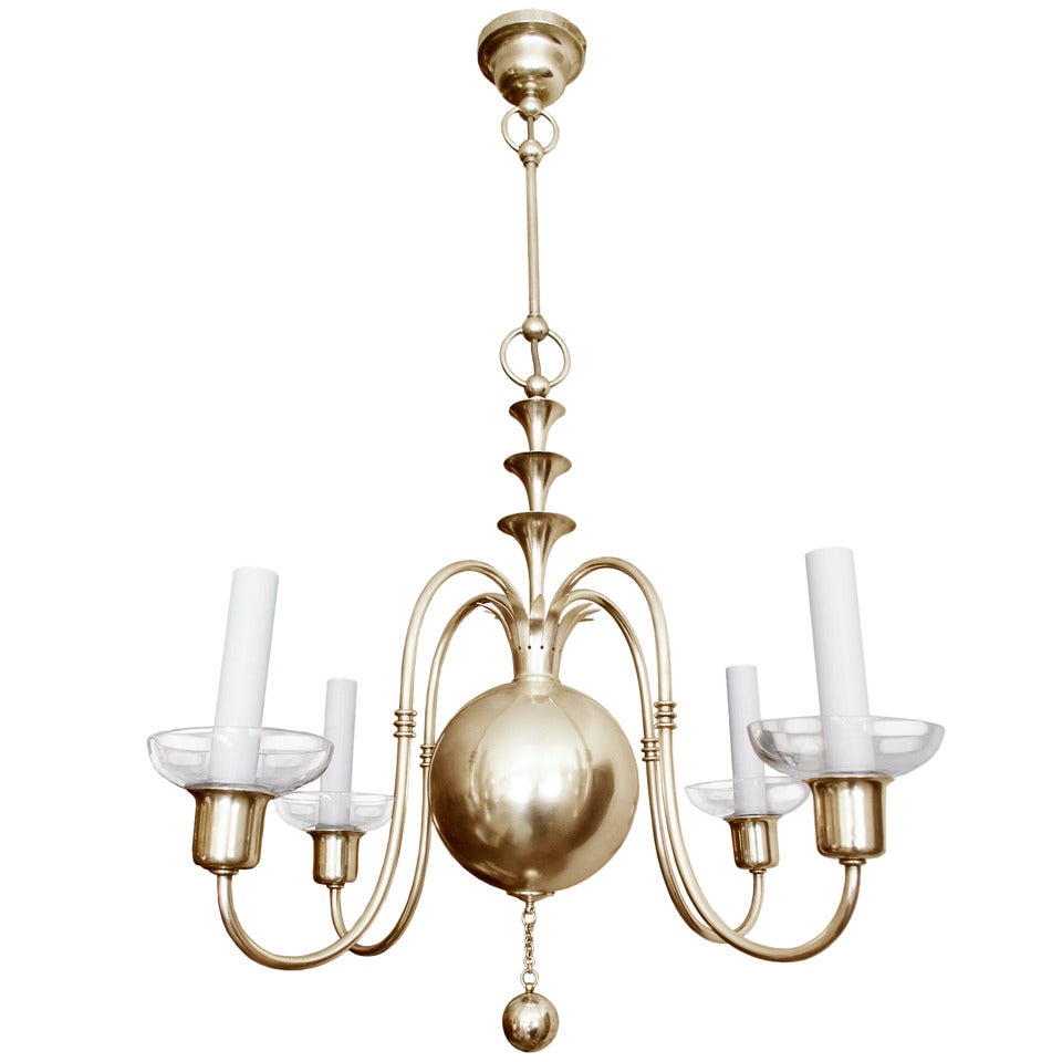 Swedish Art Deco brass chandelier Elis Bergh for C. G. Hallberg, Stockholm.