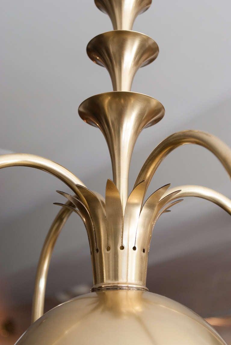 20th Century Swedish Art Deco brass chandelier Elis Bergh for C. G. Hallberg, Stockholm.