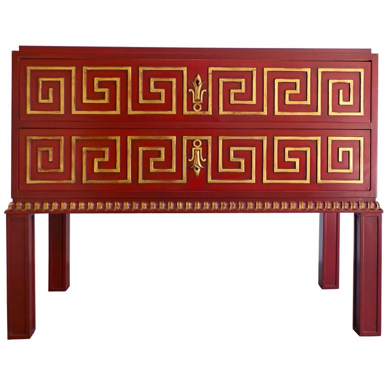 Swedish Art Deco gilt and lacquered commode Axel Einar Hjorth