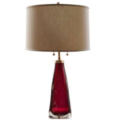 Vintage One Orrefors, Carl Fagerlund mid-century red cased glass lamp