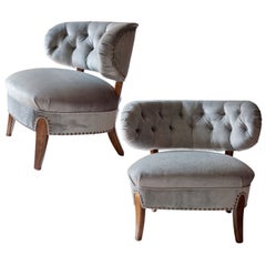 Pair of Swedish mid-century slipper "Jio" chairs by Otto Schultz