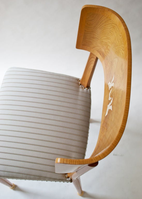 8 Swedish Art Deco Klismos dining chairs griffin inlays in bone 6