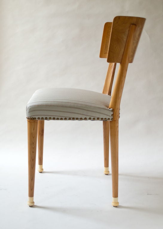 Bakelite 8 Swedish Art Deco Klismos dining chairs griffin inlays in bone