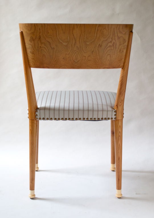 8 Swedish Art Deco Klismos dining chairs griffin inlays in bone 1