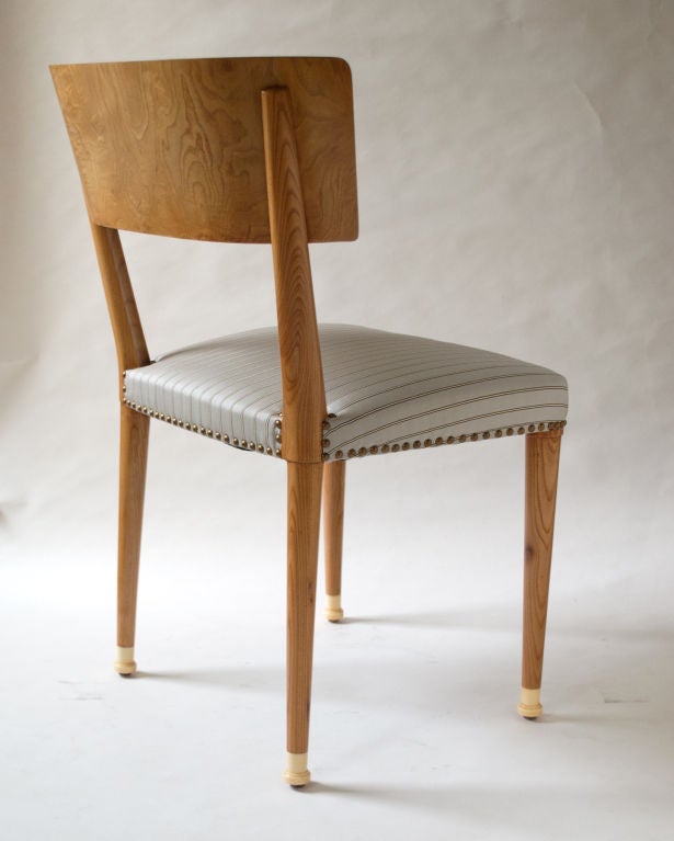 8 Swedish Art Deco Klismos dining chairs griffin inlays in bone 2