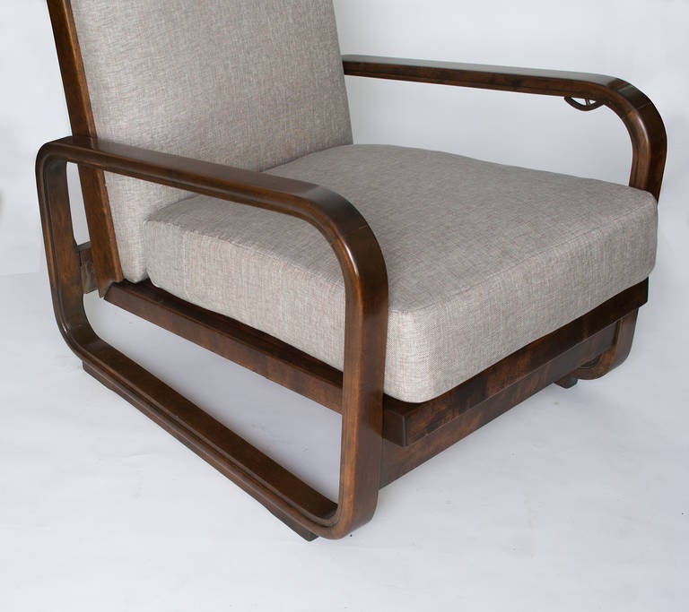Pair of Swedish Art Deco Modernist Lounge Chairs by Erik Chambert 1
