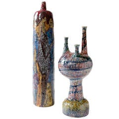 Tall abstract mid-centiury Italian studio vases from Scaruni.