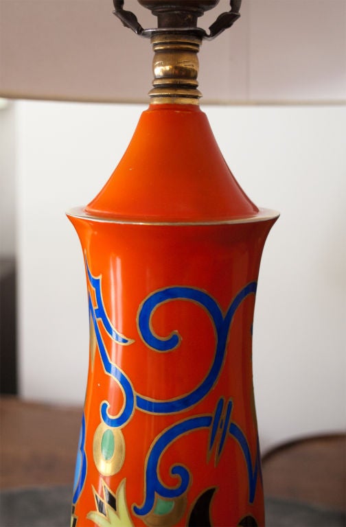 20th Century Rosenthal porcelain Art Deco lamp with decorative motif 1930