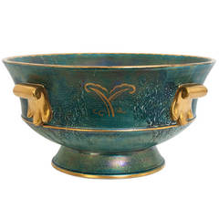 Monumental Hand-Decorated Swedish Art Deco Bowl from Josef Ekberg