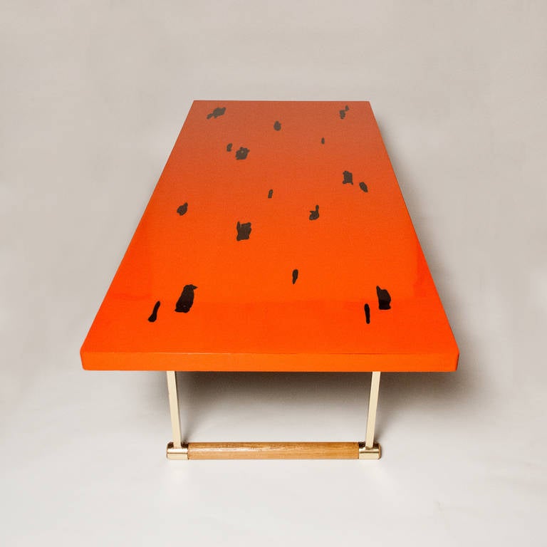 Mid-20th Century Japanese Mid-Century Modern Coffee Table in Negoro Lacquer Technique