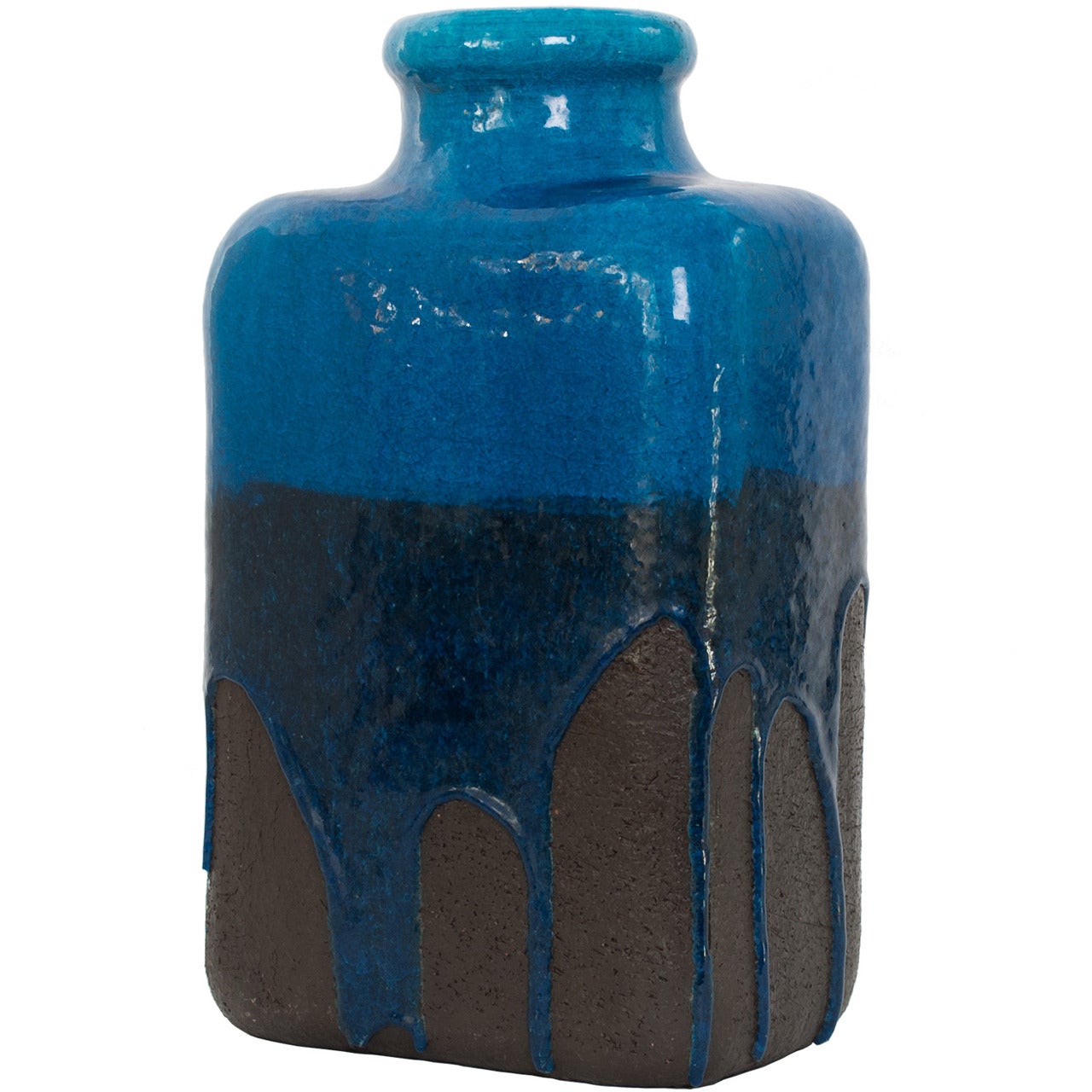 Scandinavian Modern Danish Ceramic Vase with Partial Drip Glaze