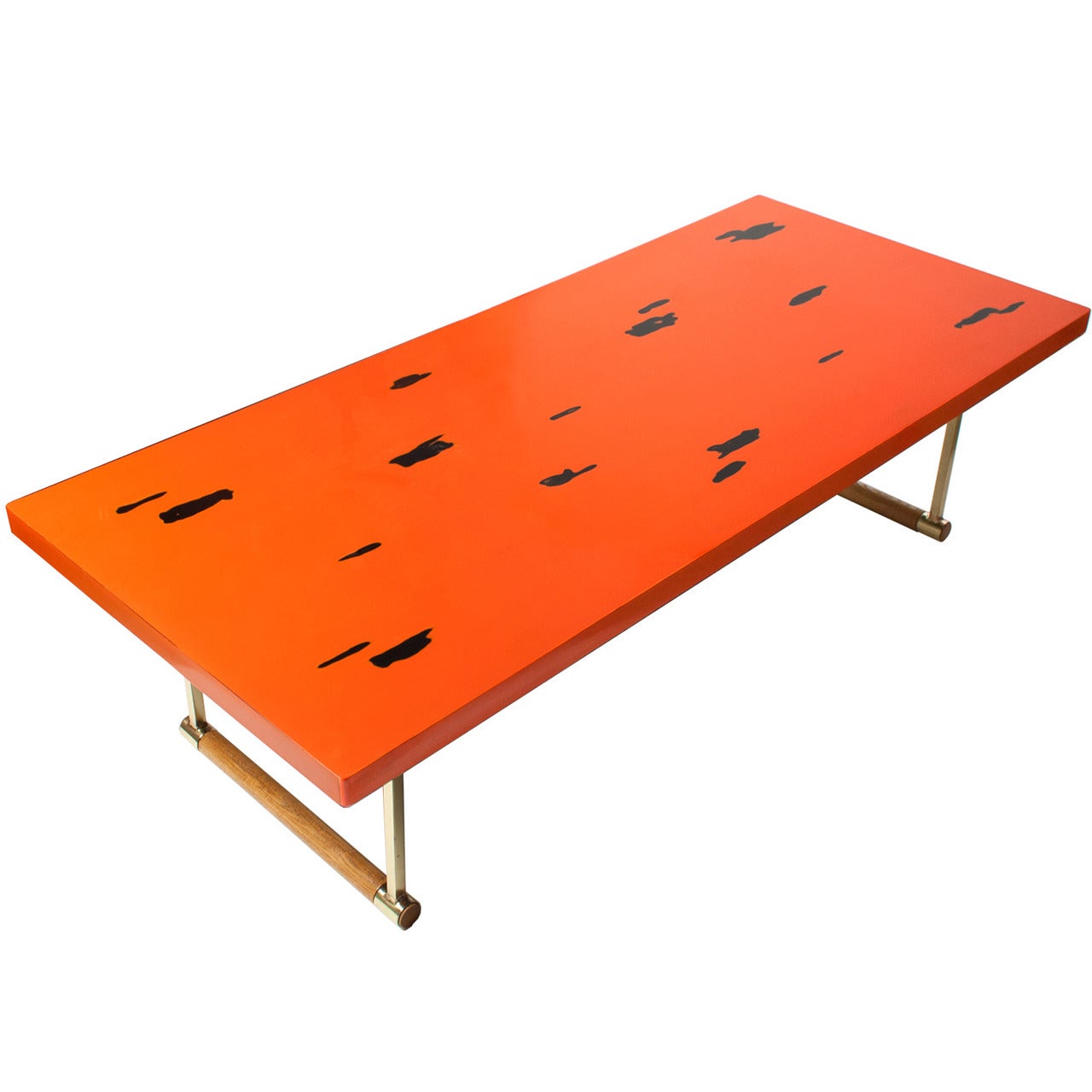 Japanese Mid-Century Modern Coffee Table in Negoro Lacquer Technique