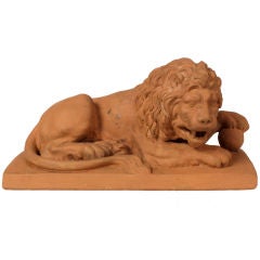 Antique Terracotta recumbent lion statue circa 1880
s