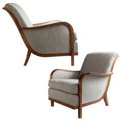 Pair of Swedish Art Deco Lounge Chairs by Wilhelm Knoll, Malmo 1933