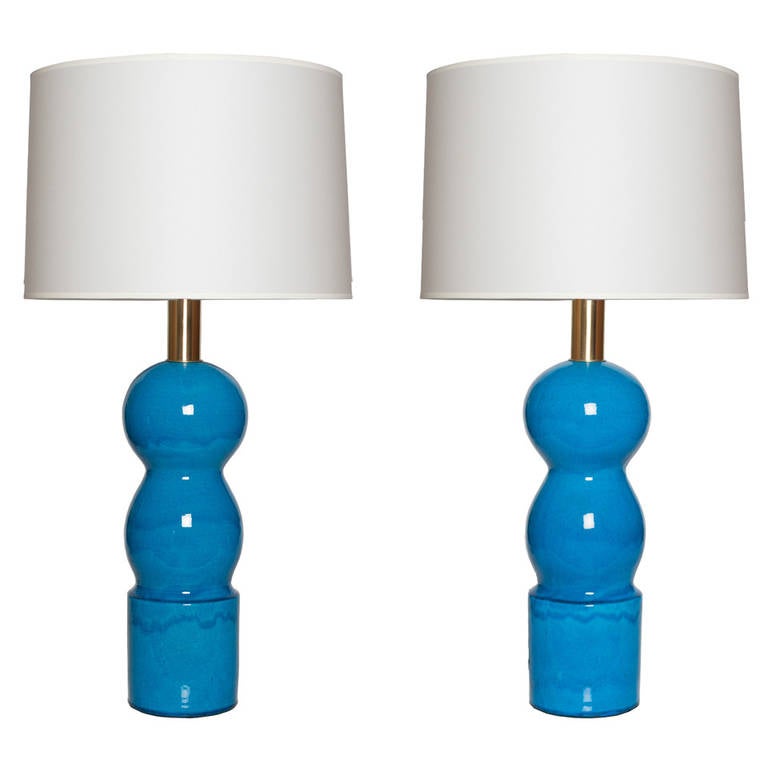 Pair of Scandinavian Modern ceramic lamps from Herman A Kahler, Denmark ...
