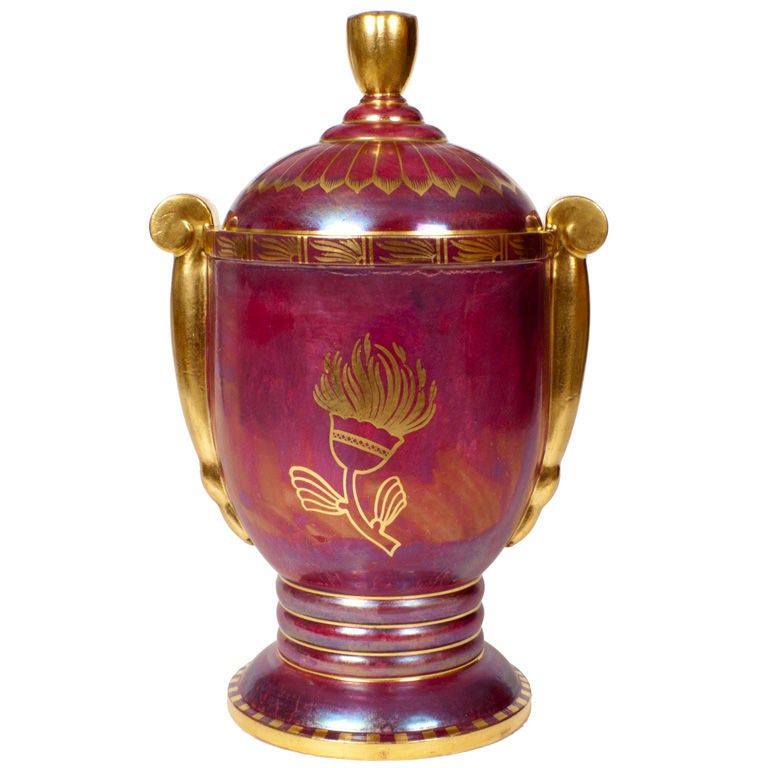 Very large Swedish Art Deco Covered Urn by Josef Ekberg