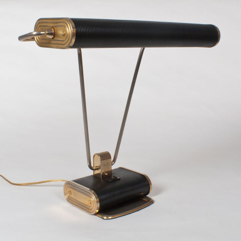 Gilt French Art Deco desk lamp by Eileen Gray for Jumbo