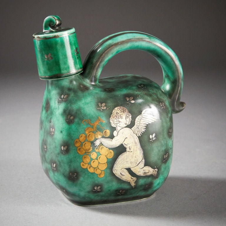 Swedish Argenta Silver & Gold Inlay Decanter by Wilhelm Kage