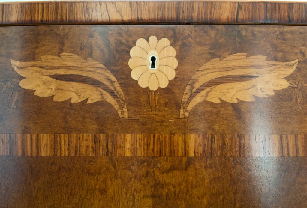 Elegant Swedish Art Deco chest of drawers with floral marquetry 4