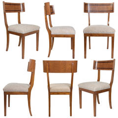 Scandinavian Modern Klismos Dining Chairs in Elm Set of Six 5