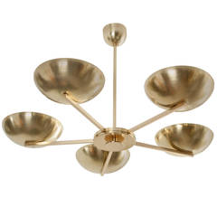 Large Swedish art deco chandelier with 5-arms and dish shaped uprights.