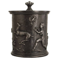 Swedish Art Deco Cast Iron Jar with Lid by Carl Elmberg for Näfveqvarns Bruk