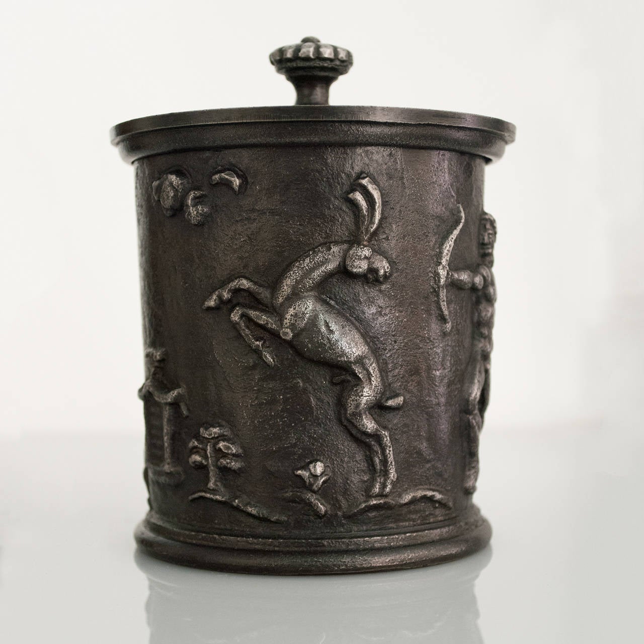 Early 20th Century Swedish Art Deco Cast Iron Jar with Lid by Carl Elmberg for Näfveqvarns Bruk