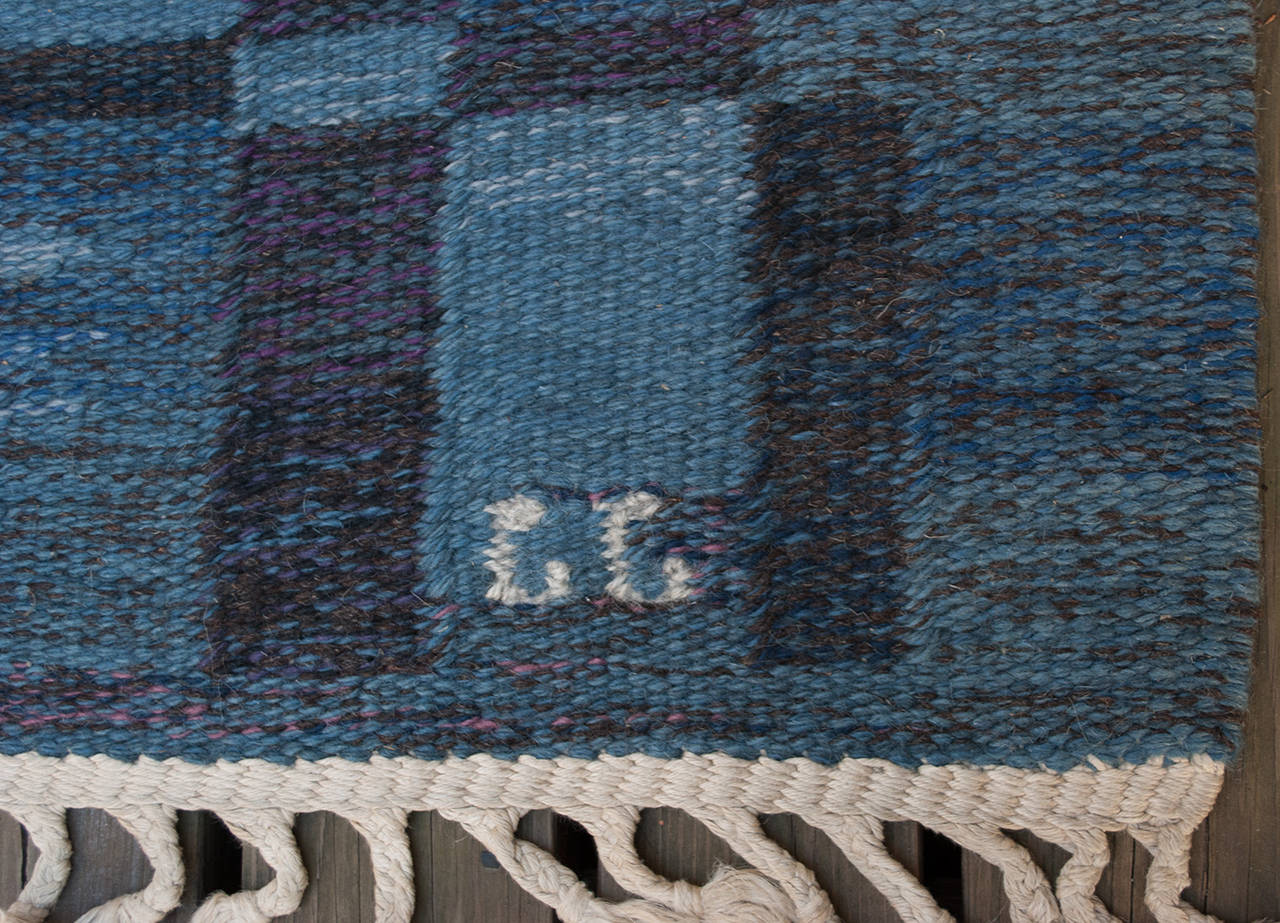 Scandinavian Modern Wool Flat-Weave Rug 