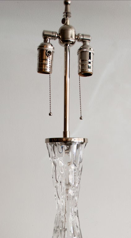 Swedish Large crystal Orrefors, Sweden table lamp by Carl Fagerlund