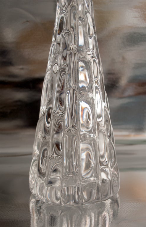 20th Century Large crystal Orrefors, Sweden table lamp by Carl Fagerlund