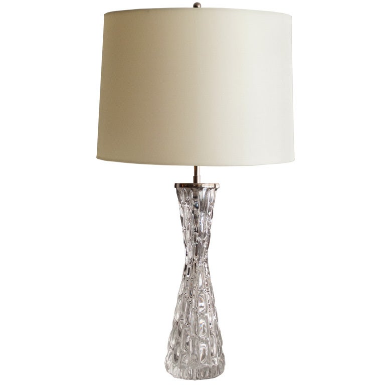 Large crystal Orrefors, Sweden table lamp by Carl Fagerlund
