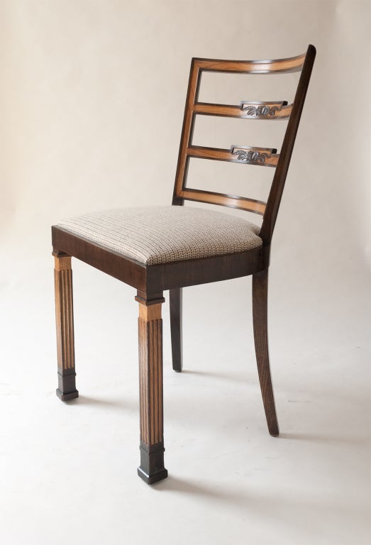 4 Swedish Art Deco dining chairs by Erik Chambert ca. 1930