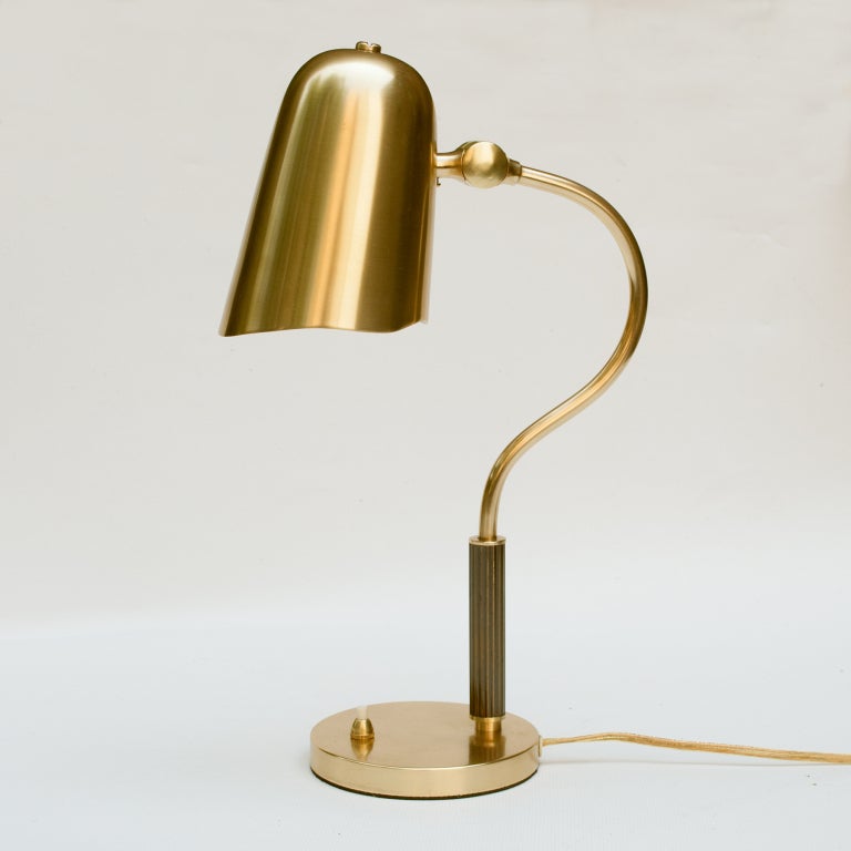 Swedish Art Deco Desk or Table Lamp in Polished Brass 1