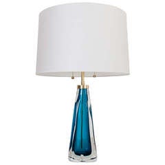 Swedish Mid-century Modern Table Lamp by Carl Fagerlund for Orrefors in Blue.