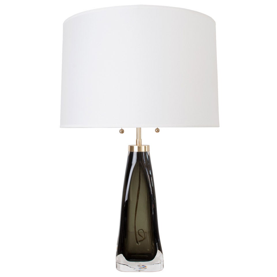 Swedish Mid-Century Modern Table Lamp by Carl Fagerlund for Orrefors Green