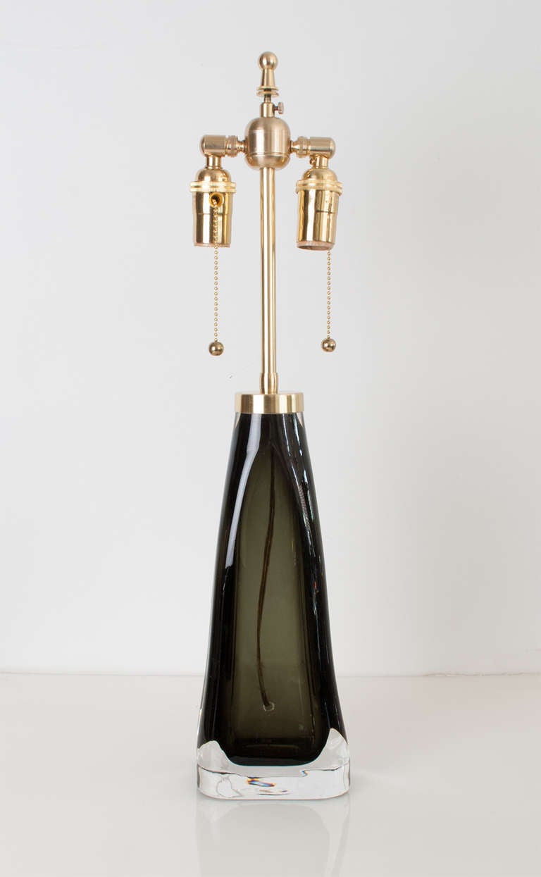 Polished Swedish Mid-Century Modern Table Lamp by Carl Fagerlund for Orrefors Green
