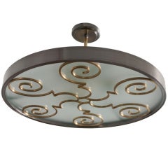 Swedish Art Deco Fixture in Steel and Brass by Lars Holmstrom