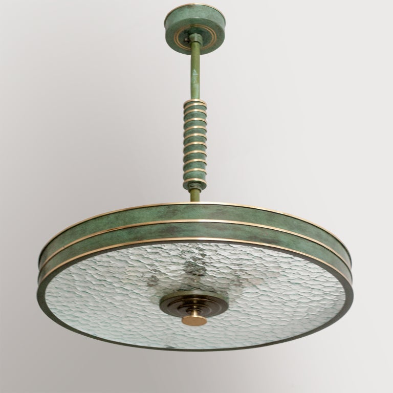 Swedish Art Deco Fixture Polished and Painted Brass by Bohlmarks
