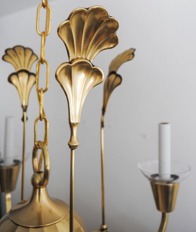 Brass Swedish Art Deco Chandelier by Elis Bergh for C. G. Hallberg